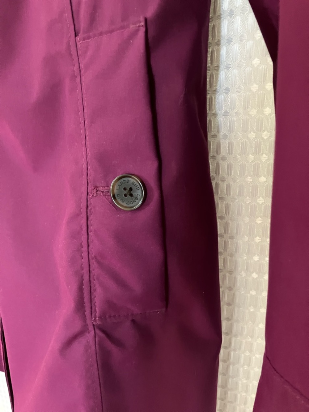 Lands' End Fuchsia Purple Spring Raincoat Trench Jacket Coat Small - Picture 11 of 16